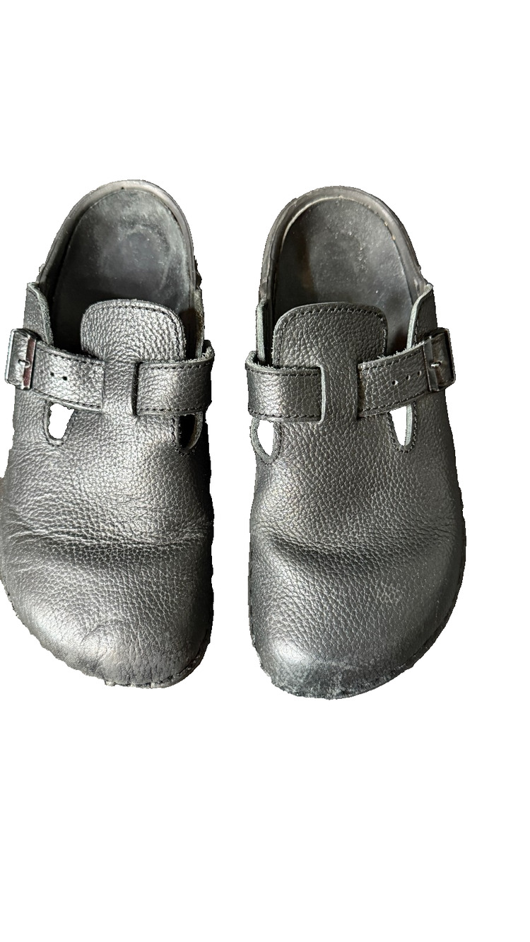 Birkenstock Boston Super Grip Black Leather Clogs Slip Resistant Mens 10